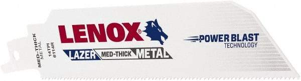 Lenox - 6" Long x 1" Thick, Bi-Metal Reciprocating Saw Blade - Straight Profile, 14 TPI, Toothed Edge - USA Tool & Supply