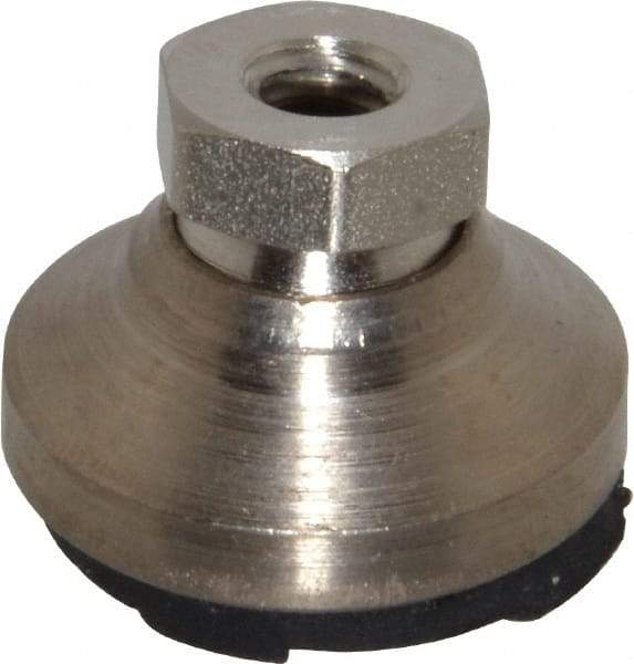 Gibraltar - 750 Lb Capacity, 1/4-20 Thread, 11/16" OAL, Steel Stud, Tapped Pivotal Socket Mount Leveling Pad - 1" Base Diam, Steel Pad, 1/2" Hex - USA Tool & Supply