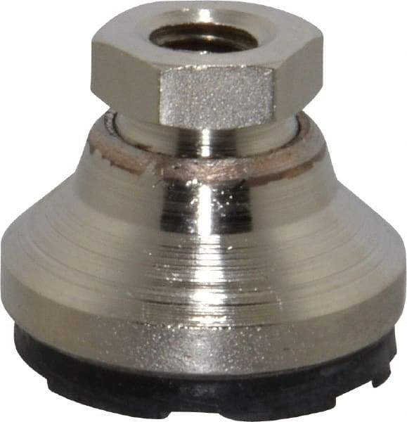 Gibraltar - 2800 Lb Capacity, 3/8-16 Thread, 7/8" OAL, Steel Stud, Tapped Pivotal Socket Mount Leveling Pad - 1-1/4" Base Diam, Steel Pad, 5/8" Hex - USA Tool & Supply