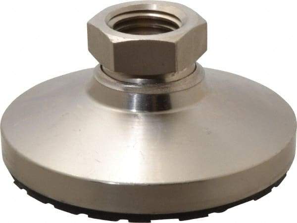 Gibraltar - 15000 Lb Capacity, 1-8 Thread, 1-7/8" OAL, Steel Stud, Tapped Pivotal Socket Mount Leveling Pad - 4" Base Diam, Steel Pad, 1-3/8" Hex - USA Tool & Supply