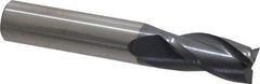 SGS - 1/2", 1" LOC, 1/2" Shank Diam, 3" OAL, 3 Flute, Solid Carbide Square End Mill - Single End, AlTiN Finish, Spiral Flute, 30° Helix, Centercutting, Right Hand Cut, Right Hand Flute, Series 5 - USA Tool & Supply