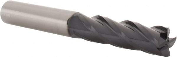 SGS - 5/8", 2-1/4" LOC, 5/8" Shank Diam, 5" OAL, 4 Flute, Solid Carbide Square End Mill - Single End, AlTiN Finish, Spiral Flute, 30° Helix, Centercutting, Right Hand Cut, Right Hand Flute, Series 1L - USA Tool & Supply
