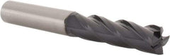 SGS - 5/8", 2-1/4" LOC, 5/8" Shank Diam, 5" OAL, 4 Flute, Solid Carbide Square End Mill - Single End, AlTiN Finish, Spiral Flute, 30° Helix, Centercutting, Right Hand Cut, Right Hand Flute, Series 1L - USA Tool & Supply