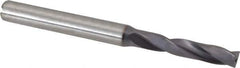 Kennametal - 3/16" 180° Spiral Flute Solid Carbide Screw Machine Drill Bit - TiAlN Finish, Right Hand Cut, 1-7/64" Flute Length, 66mm OAL, Flat-Bottom Point, Straight Shank, Through Coolant - USA Tool & Supply