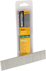 Stanley Bostitch - 18 Gauge 0.05" Shank Diam 1" Long Brad Nails for Power Nailers - Steel, Bright Finish, Ring Shank, Straight Stick Adhesive Collation, Brad Head, Chisel Point - USA Tool & Supply