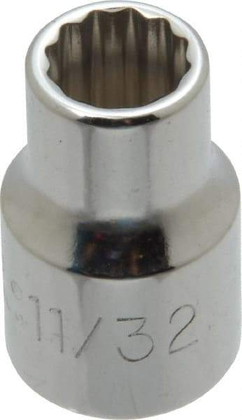 Proto - 11/32", 3/8" Drive, Standard Hand Socket - 12 Points, 1-3/32" OAL, Alloy Steel, Chrome Finish - USA Tool & Supply