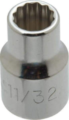 Proto - 11/32", 3/8" Drive, Standard Hand Socket - 12 Points, 1-3/32" OAL, Alloy Steel, Chrome Finish - USA Tool & Supply