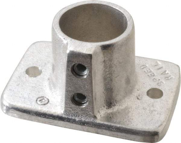 Hollaender - 1" Pipe, Base Flange, Aluminum Alloy Flange Pipe Rail Fitting - Bright Finish - USA Tool & Supply