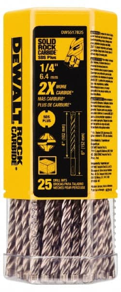 DeWALT - 1/4" Diam, SDS-Plus Shank, Carbide-Tipped Rotary & Hammer Drill Bit - USA Tool & Supply