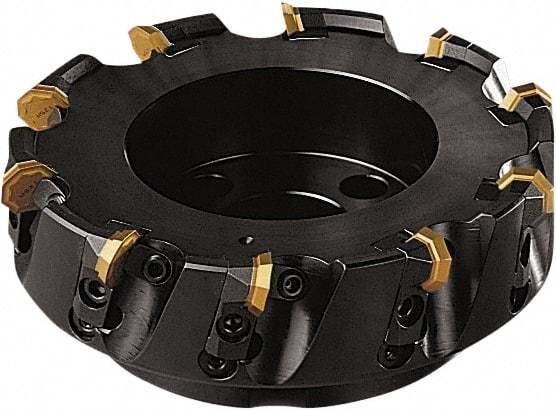 Seco - 112mm Cut Diam, 32mm Arbor Hole, 5mm Max Depth of Cut, 43° Indexable Chamfer & Angle Face Mill - 6 Inserts, OF.. 0704 Insert, Right Hand Cut, 6 Flutes, Series OctoMill - USA Tool & Supply
