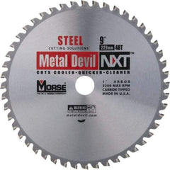 M.K. MORSE - 9" Diam, 1" Arbor Hole Diam, 48 Tooth Wet & Dry Cut Saw Blade - Steel, Standard Round Arbor - USA Tool & Supply