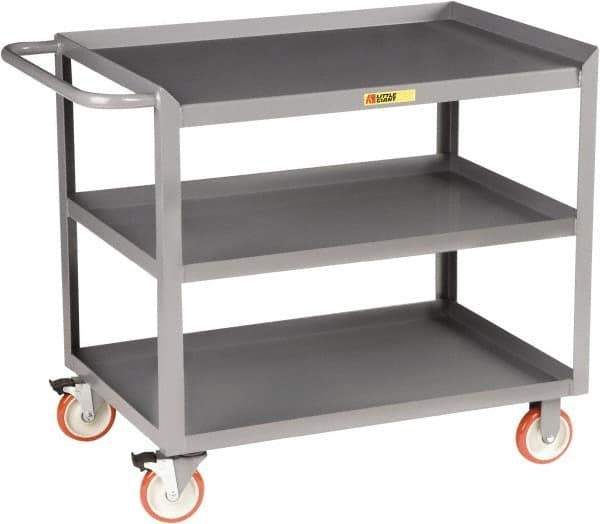 Little Giant - 1,200 Lb Capacity, 3 Shelf Mobile Workstation - 36" Wide x 24" Deep x 34" High, Steel, Gray - USA Tool & Supply