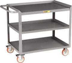 Little Giant - 1,200 Lb Capacity, 3 Shelf Mobile Workstation - 48" Wide x 24" Deep x 34" High, Steel, Gray - USA Tool & Supply