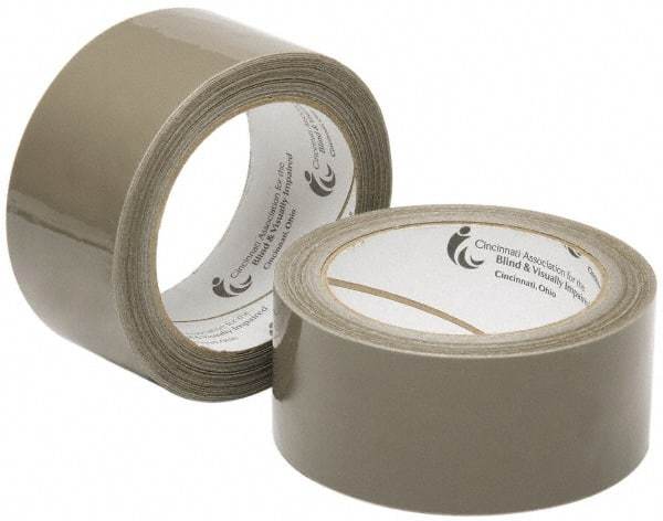 Ability One - 2" x 60 Yd Tan Hot Melt Adhesive Sealing Tape - Polypropylene Film Backing, 3.1 mil Thick - USA Tool & Supply