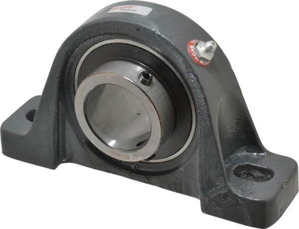 Browning - 1-11/16" ID, 7-3/8" OAL x 4-1/4" OAH Pillow Block Air Handling - 5,139 Lb Static Cap, 7,901 Lb Dyn Cap, 5-21/32" Btw Mnt Hole Ctrs, 2-1/8" Base-to-Ctr Ht, Cast Iron - USA Tool & Supply