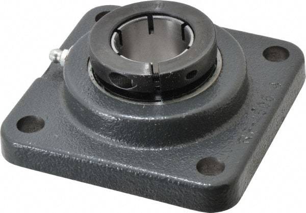 Browning - 1-1/4" ID, 4-1/4" OAL x 4-1/4" OAH 4-Bolt Flange - 2,567 Lb Static Cap, 4,381 Lb Dyn Cap, 3-1/4" Btw Mnt Hole Ctrs, Cast Iron - USA Tool & Supply