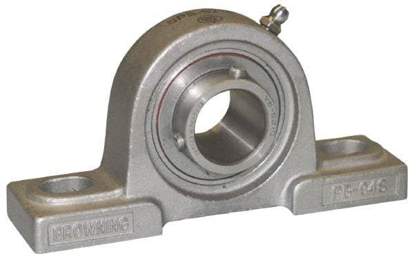 Browning - 3/4" ID, 5" OAL x 2-9/16" OAH Pillow Block - 1,444 Lb Static Cap, 2,611 Lb Dyn Cap, 3-3/4" Btw Mnt Hole Ctrs, 1-5/16" Base-to-Ctr Ht, Stainless Steel - USA Tool & Supply