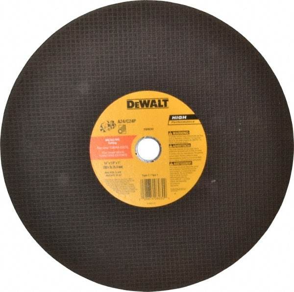 DeWALT - 14" Aluminum Oxide/Silicon Carbide Blend Cutoff Wheel - 1/8" Thick, 1" Arbor, 5,500 Max RPM, Use with Circular Saws - USA Tool & Supply