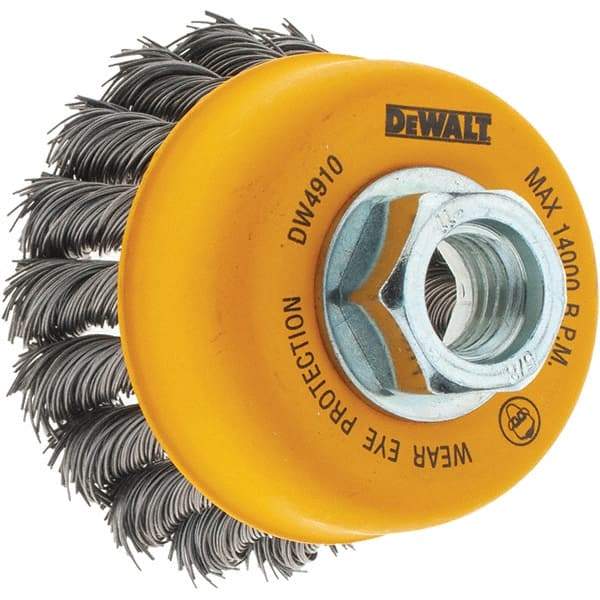 DeWALT - 5/8-11 Threaded Arbor, Cup Brush - 0.02 Wire Diam - USA Tool & Supply