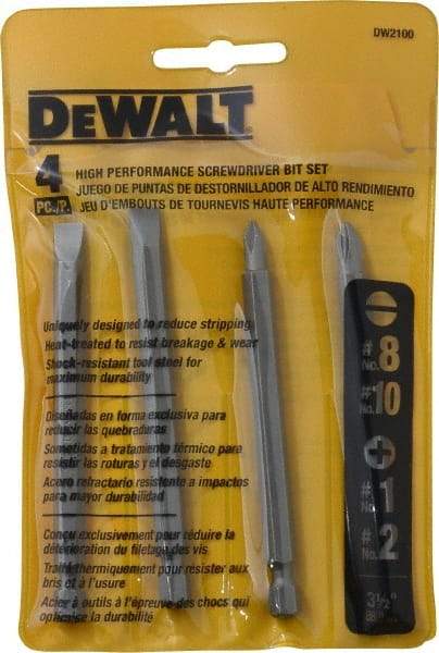 DeWALT - 4 Piece, Bit Set - Phillips, Slotted Point - USA Tool & Supply