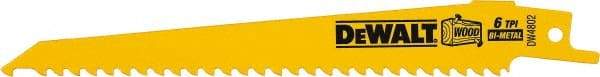 DeWALT - Bi-Metal Reciprocating Saw Blade - Tapered Profile, 6 TPI, Toothed Edge - USA Tool & Supply