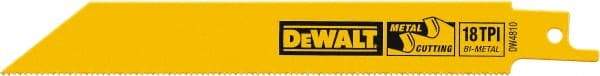 DeWALT - Bi-Metal Reciprocating Saw Blade - Straight Profile, 18 TPI, Toothed Edge - USA Tool & Supply