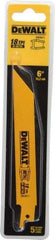 DeWALT - 6" Long x 3/4" Thick, Bi-Metal Reciprocating Saw Blade - Straight Profile, 18 TPI, Toothed Edge, Universal Shank - USA Tool & Supply