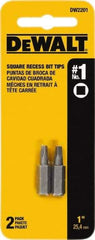 DeWALT - 1/4" Drive, #1 Square Recess Screwdriver Bit - 1" OAL - USA Tool & Supply