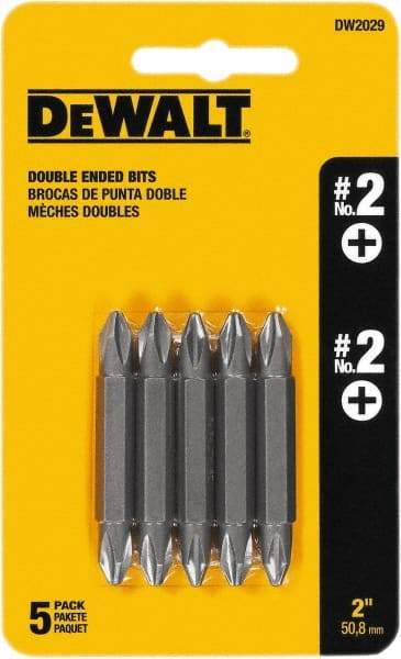 DeWALT - #2, Reversible Phillips Screwdriver Pack Standard Bit - 1/4" Drive, 2" OAL - USA Tool & Supply