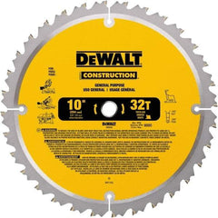 DeWALT - 10" Diam, 5/8" Arbor Hole Diam, 32 Tooth Wet & Dry Cut Saw Blade - Carbide-Tipped, General Purpose Action, Standard Round Arbor - USA Tool & Supply