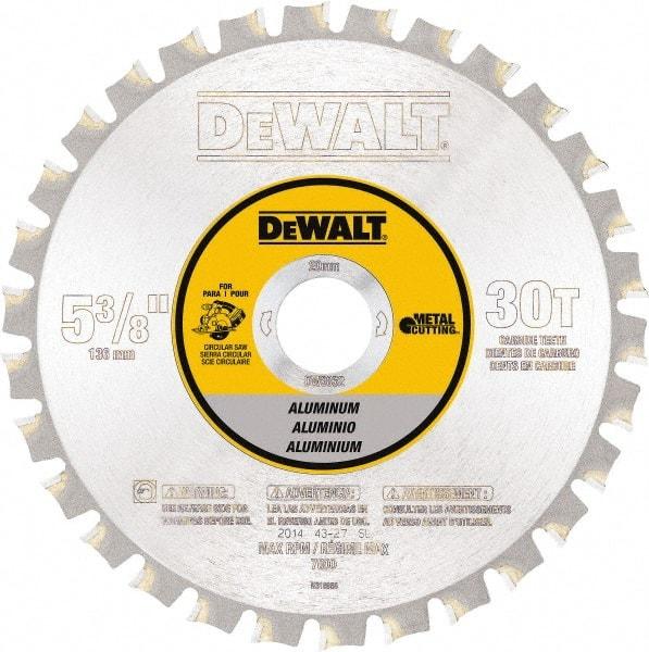 DeWALT - 5-3/8" Diam, 30 Tooth Wet & Dry Cut Saw Blade - Steel, Standard Round Arbor - USA Tool & Supply