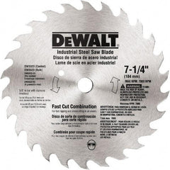 DeWALT - 7-1/4" Diam, 20 Tooth Wet & Dry Cut Saw Blade - Steel, Standard Round Arbor - USA Tool & Supply