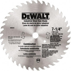 DeWALT - 7-1/4" Diam, 80 Tooth Wet & Dry Cut Saw Blade - Steel, Standard Round Arbor - USA Tool & Supply