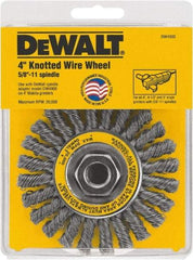DeWALT - 4" OD, 5/8" Arbor Hole, Knotted Steel Wheel Brush - 4" Face Width, 1" Trim Length - USA Tool & Supply