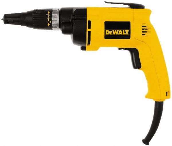 DeWALT - Pistol Grip Handle, 2,500 RPM, 132 In/Lb Torque, Electric Screwdriver - 1/4" Bit Holder, 120 Volts, 6.20 Amps - USA Tool & Supply