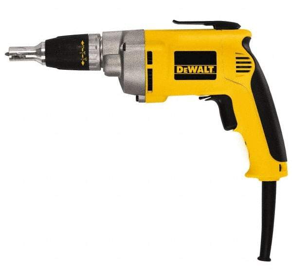 DeWALT - Pistol Grip Handle, 2,500 RPM, 132 In/Lb Torque, Electric Screwdriver - 1/4" Bit Holder, 120 Volts, 6.5 Amps - USA Tool & Supply