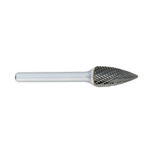 ‎SG-1 -1/4 × 5/8 LOC × 1/4 Shank × 2 OAL Pointed Tree Carbide Medium Tough Cut Burr - USA Tool & Supply