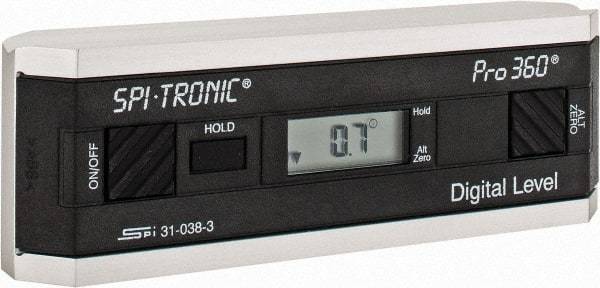 SPI - 0.10 dg Resolution Digital Combination Protractor and Inclinometer - Multiple dg Accuracy, Multiple dg Range - USA Tool & Supply