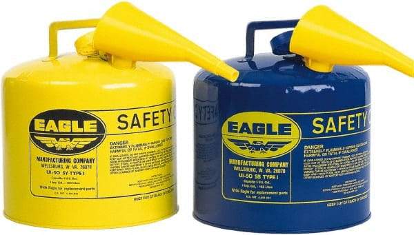 Eagle - 5 Gal Galvanized Steel Type I Safety Can - 13-1/2" High x 12-1/2" Diam, Blue - USA Tool & Supply