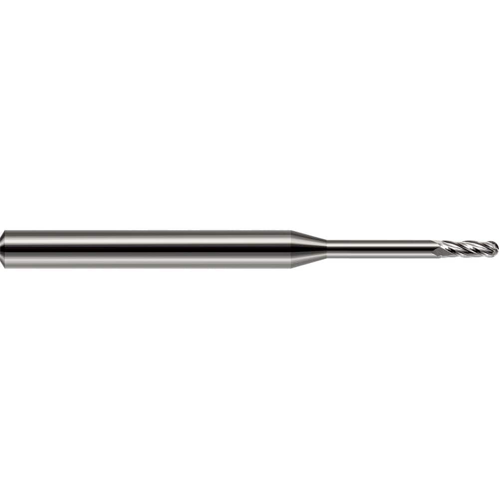 Harvey Tool - 0.045" Diam, 0.135" LOC, 4 Flute Solid Carbide Ball End Mill - Exact Industrial Supply