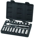 21 Piece - 3/8" Drive - 6 & 12 Point - Socket & Ratchet Set SAE - USA Tool & Supply