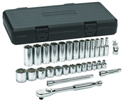 30 Piece - 3/8" Drive - 12 Point - Socket & Ratchet Set SAE - USA Tool & Supply