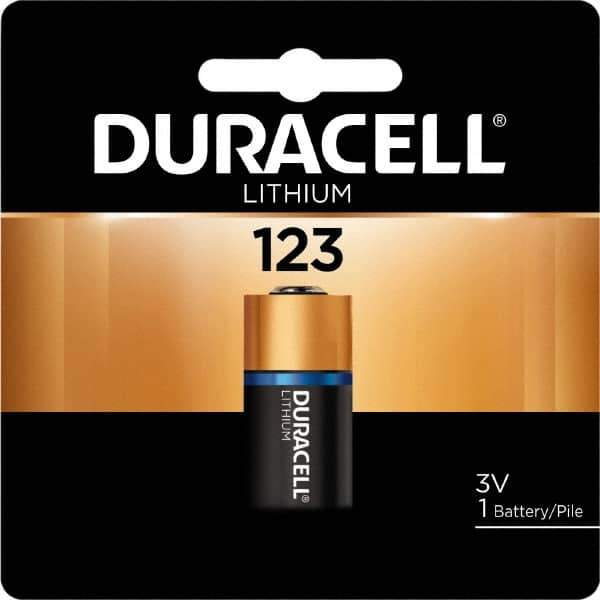 Duracell - Size 123A, Lithium, 6 Pack, Standard Battery - 3 Volts - USA Tool & Supply