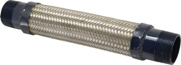 Mason Ind. - 1-1/2" Pipe, Braided Stainless Steel Single Arch Hose Pipe Expansion Joint - 12" Long, 430 Max psi, Male NPT - USA Tool & Supply
