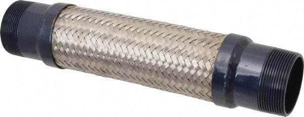 Mason Ind. - 2" Pipe, Braided Stainless Steel Single Arch Hose Pipe Expansion Joint - 12" Long, 360 Max psi, Male NPT - USA Tool & Supply