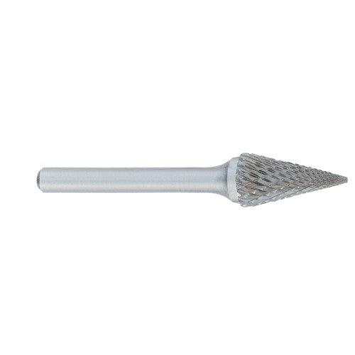 ‎SM-1 -1/4 × 1/2 LOC × 1/4 Shank × 2 OAL Pointed Tree Carbide Medium Tough Cut Burr - USA Tool & Supply