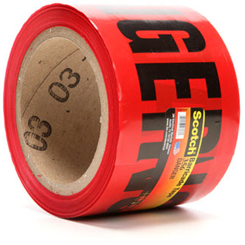 Scotch Barricade Tape 356 DANGER 3″ × 300 ft Red - USA Tool & Supply
