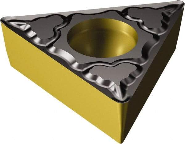 Sandvik Coromant - TCMT1.81.52 KM Grade 3225 Carbide Turning Insert - TiCN/AI2O3/TiN Finish, 60° Triangle, 5.71mm Inscr Circle, 3/32" Thick, 1/32" Corner Radius - USA Tool & Supply