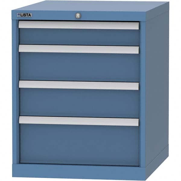 LISTA - 4 Drawer, 99 Compartment Red Steel Modular Storage Cabinet - USA Tool & Supply