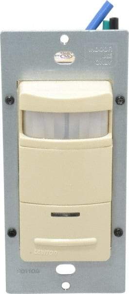 Leviton - 2,100 Square Ft. Coverage, Infrared Occupancy Sensor Wall Switch - 1,800 at 120 V Incandescent, 1,800 at 120 V and 2,700 at 277 V Fluorescent, 120 to 277 VAC, Ivory - USA Tool & Supply